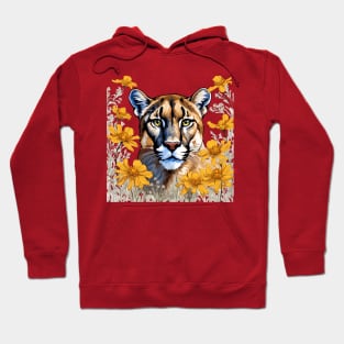 A Florida Panther Surrounded By A Coreopsis Flower Border Hoodie